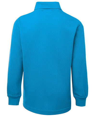 Bright turquoise JBs kids long sleeve polo with ribbed collar