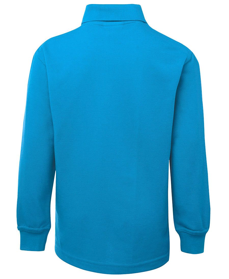Bright turquoise JBs kids long sleeve polo with ribbed collar
