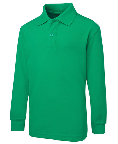 Bright green JBs kids long sleeve polo shirt front view