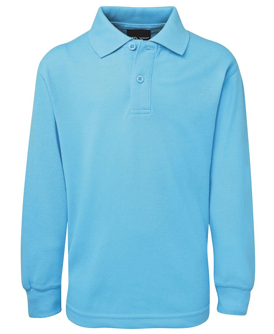 Kids long sleeve polo shirt in light blue with textured weave