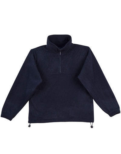 Kids Mt Buller navy blue polar fleece jumper half-zip back view