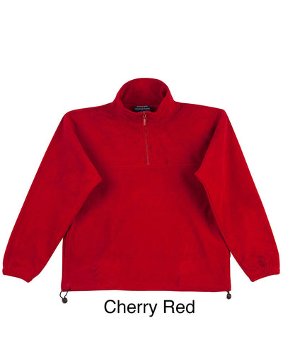 Kids Mt Buller cherry red half-zip polar fleece jumper