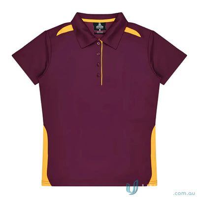 Aussie Pacific 3305 Kids Paterson Polo in Maroon/Gold