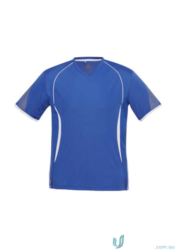 Kids Razor Tee blue and white athletic t-shirt from t406ks biz collection featuring biz cool polyester