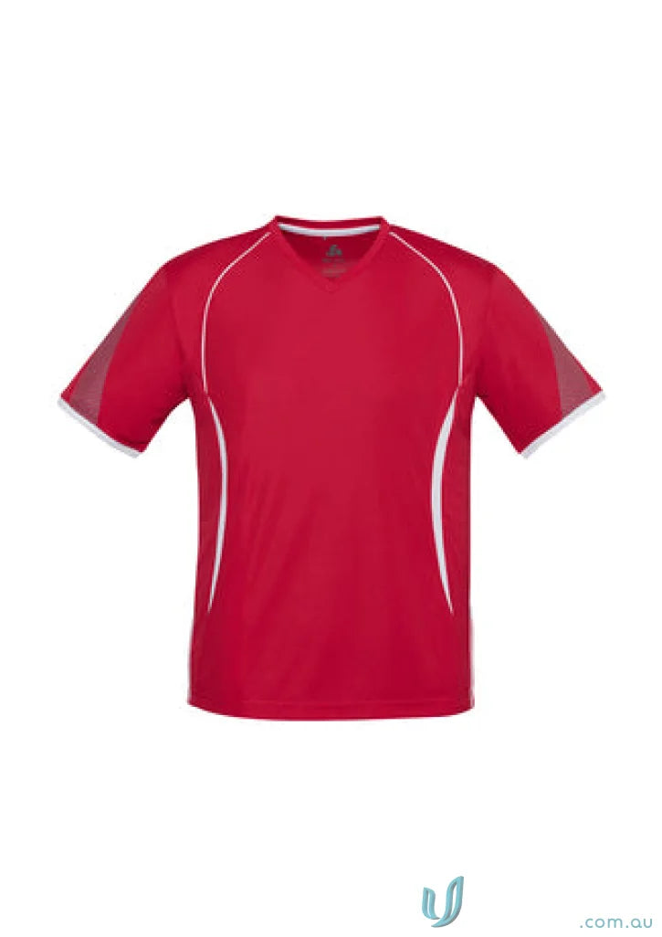 Kids Razor Tee red and white athletic t-shirt from t406ks biz collection, kids razor short sleeve, biz cool polyester