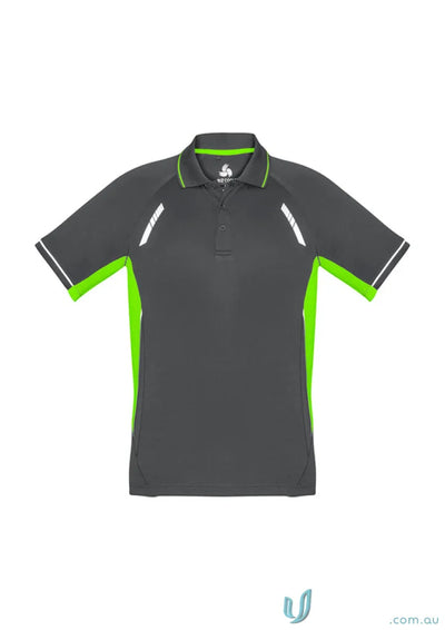Gray and green kids renegade polo shirt from Biz Collection Kids P700KS Kids