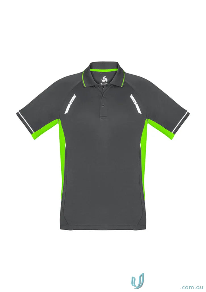 Gray and green kids renegade polo shirt from Biz Collection Kids P700KS Kids
