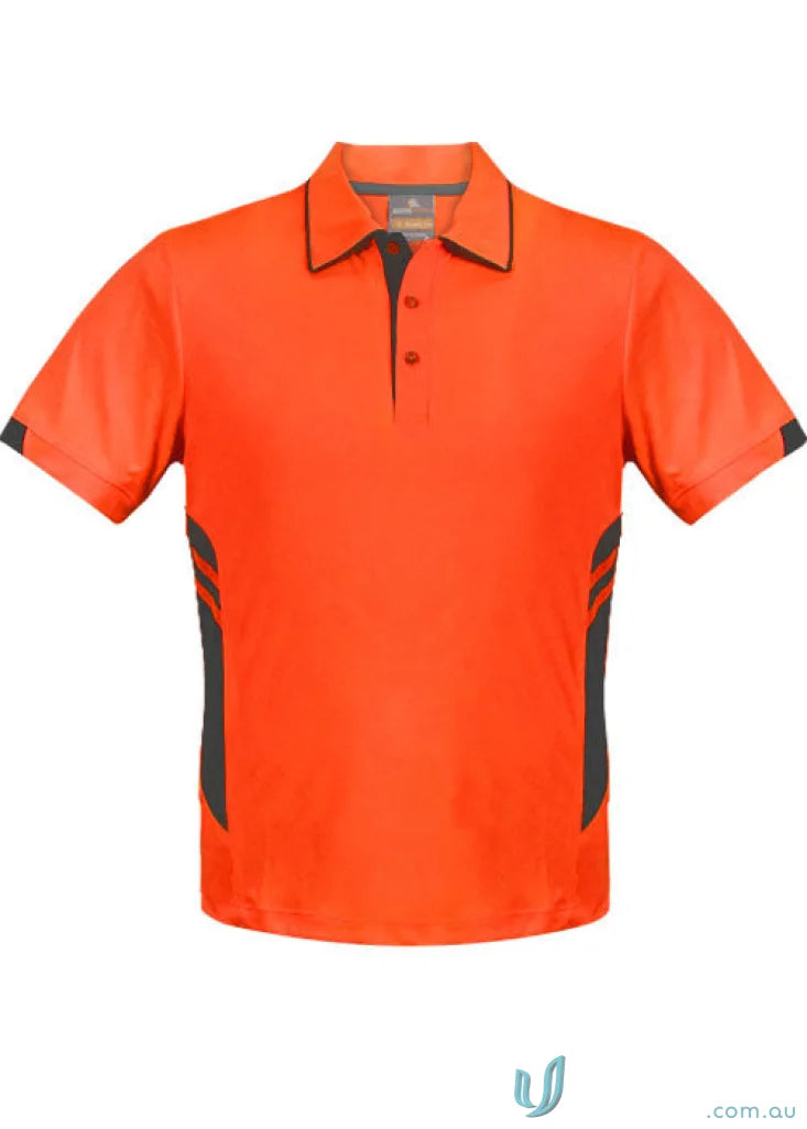 Kids Tasman Polo in orange and gray short-sleeved design for kids casual style