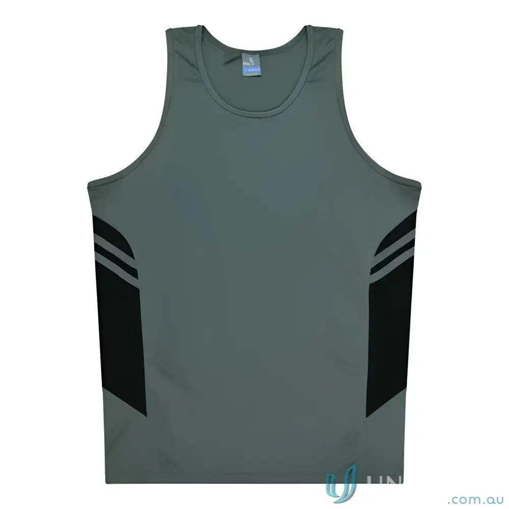 Aussie Pacific 3111 Kids Thames Dark Singlet in Ash/Black