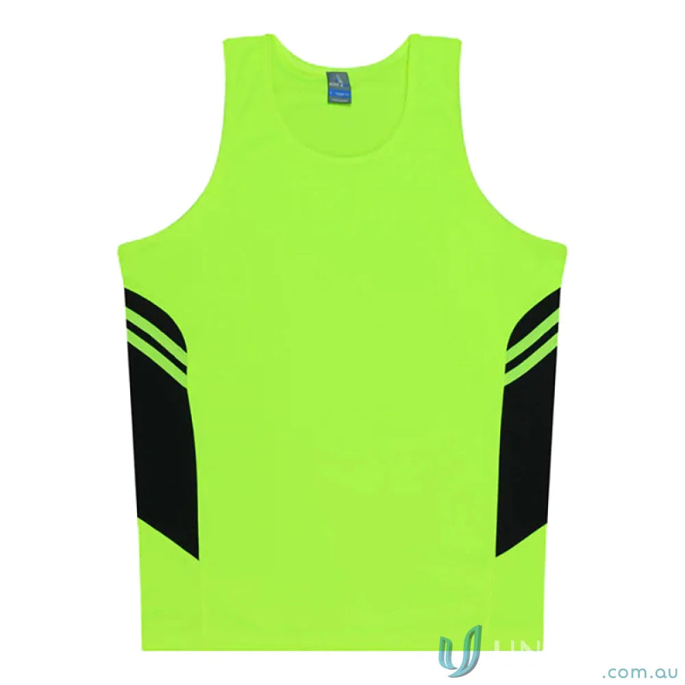 Aussie Pacific 3111 Kids Thames Singlet in Fluoro Yellow/Black