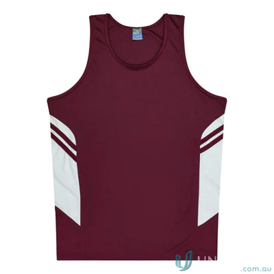 Aussie Pacific 3111 Kids Thames Singlet in Maroon/White