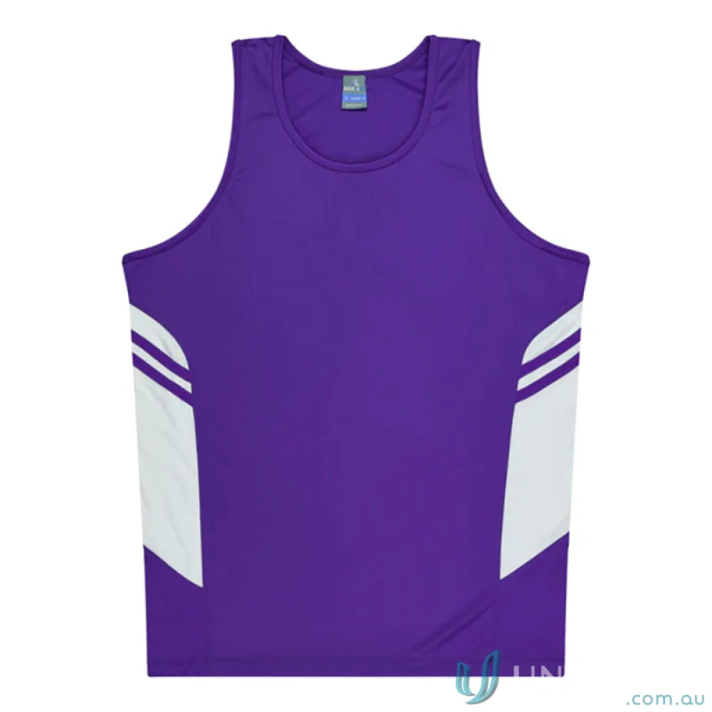Aussie Pacific 3111 Kids Thames Singlet in Purple/White