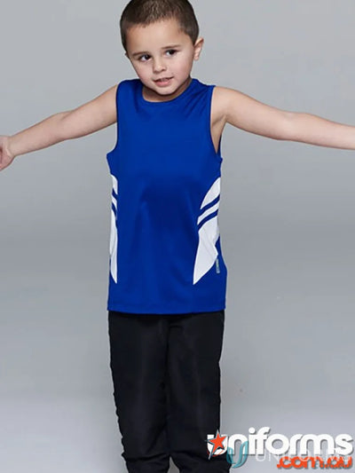 Aussie Pacific 3111 Kids Thames Singlet in Royal/White