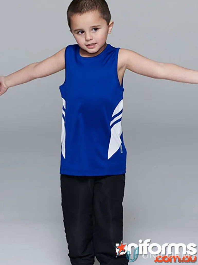 Aussie Pacific 3111 Kids Thames Singlet in Royal/White