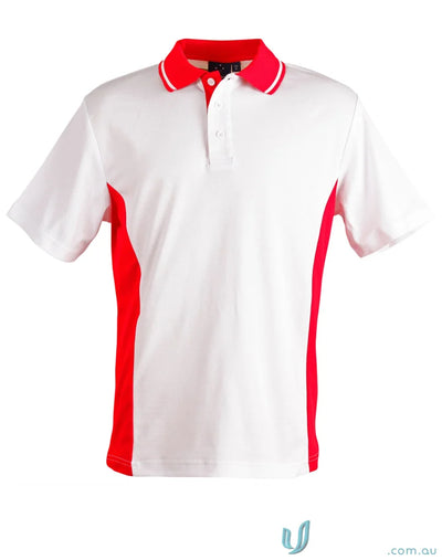 Kids Team Mate Polo ps73k with white and red design, perfect for kids style