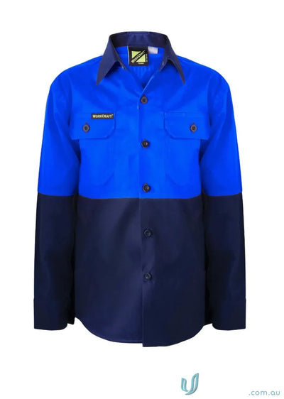 Kids Two Tone LS Shirt made from cotton drill with reinforced stress points