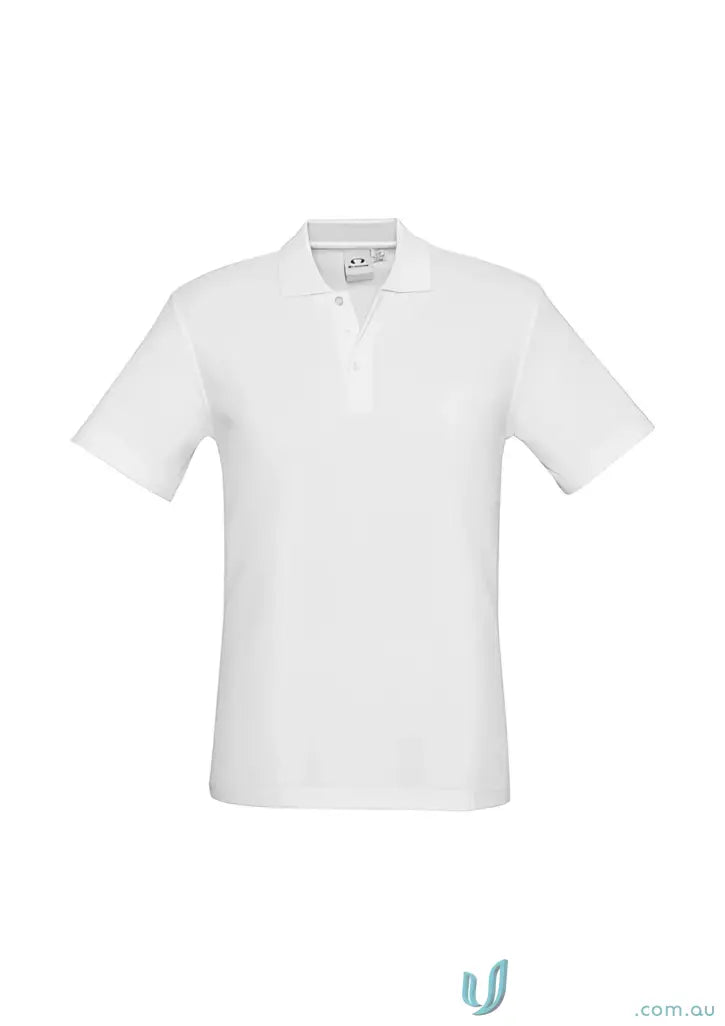 White short-sleeved polo shirt with durable top-stitched armholes and twin needle sleeve for Krue Polo