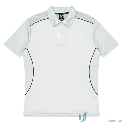 Kuranda Mens Polo in light grey with dark trim, perfect for ice hole mesh activities