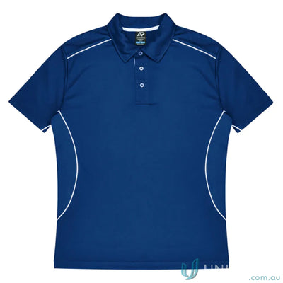 Kuranda Mens Polo in navy blue with white piping, perfect for ice hole mesh activities