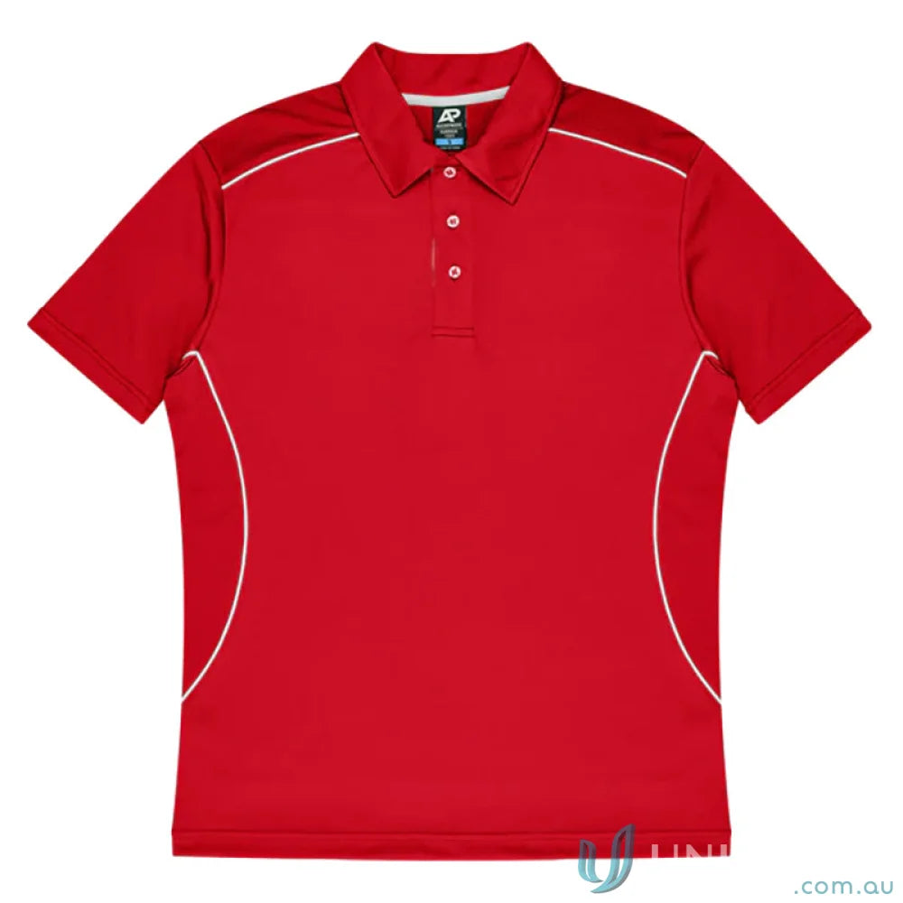 Kuranda Mens Polo shirt with ice hole mesh and white piping for style and breathability