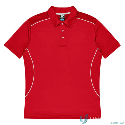 Kuranda Mens Polo shirt with ice hole mesh and white piping for style and breathability