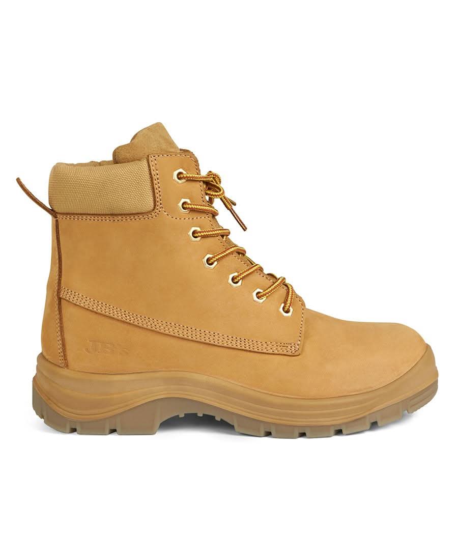 Tan leather work boot with rugged sole for outdoor work and uniforms in WHEAT style