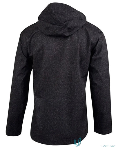 Ladies Absolute waterproof performance jacket with black hooded rain jacket and subtle speckle pattern