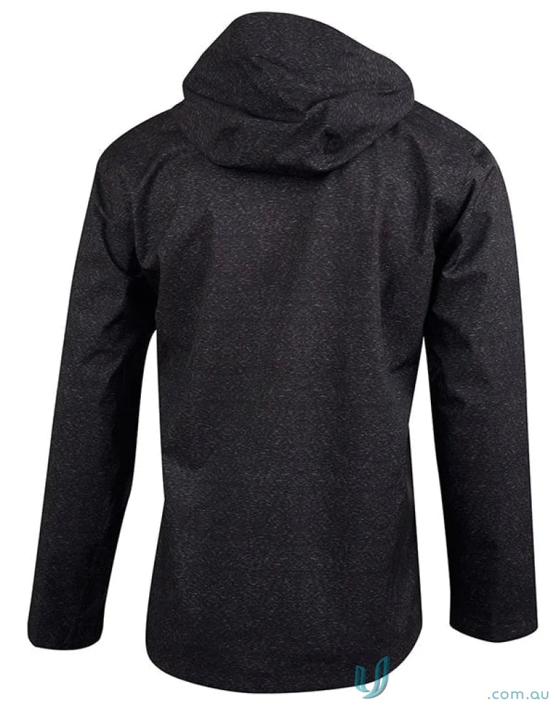 Ladies Absolute waterproof performance jacket with black hooded rain jacket and subtle speckle pattern