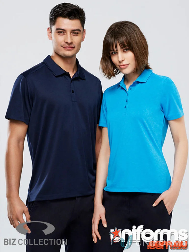 Two people wearing stylish ladies aero polo shirts from Biz Collection Ladies P815LS
