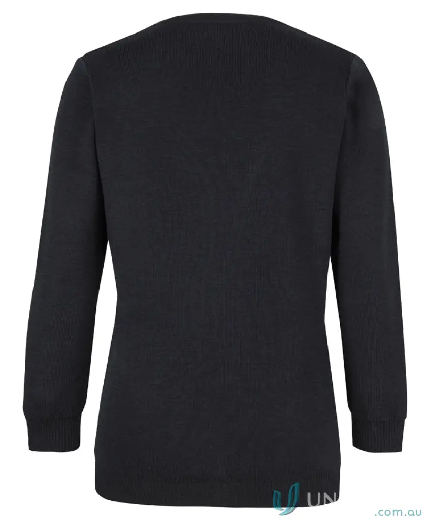 Black ladies anti-bacterial knitted cardigan with classic fit and easy care long sleeves