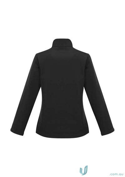 Black softshell jacket from Ladies Apex Softshell Jacket in Biz Collection Womens lineup