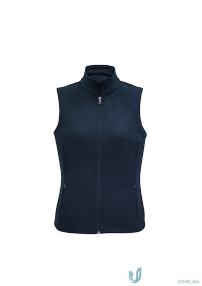 Womens Apex Vest Navy Blue Zippered Softshell with Bonded Fleece for Flexibility