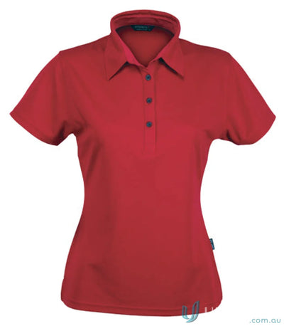 1159-PT 1159 Ladies Premium Argent Polo in Red