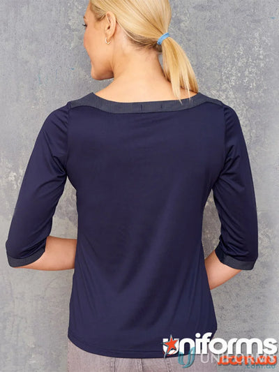 LADIES T-Shirts - Stylish and Comfortable Options for Work and Casual Wear 1259Q Ladies Argent Top in Navy