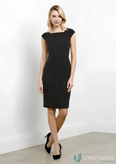 Black sheath dress with boat neckline from Ladies Audrey Dress for all-day comfort