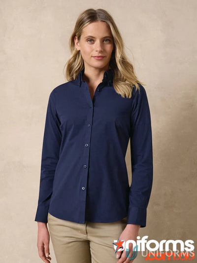 Ladies Baxter long sleeve shirt in navy blue, stylish women’s long sleeve shirt perfect for any occasion