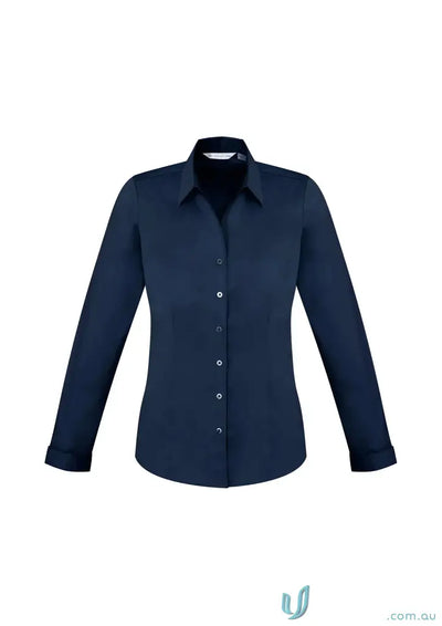 Navy blue Monaco long sleeve shirt from Biz Collection Ladies Women’s Monaco Long line-up