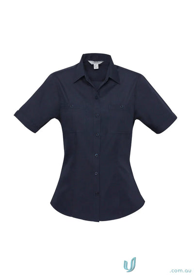 Navy blue Ladies Bondi SS Shirt from Biz Collection Ladies, perfect for womens Bondi short style