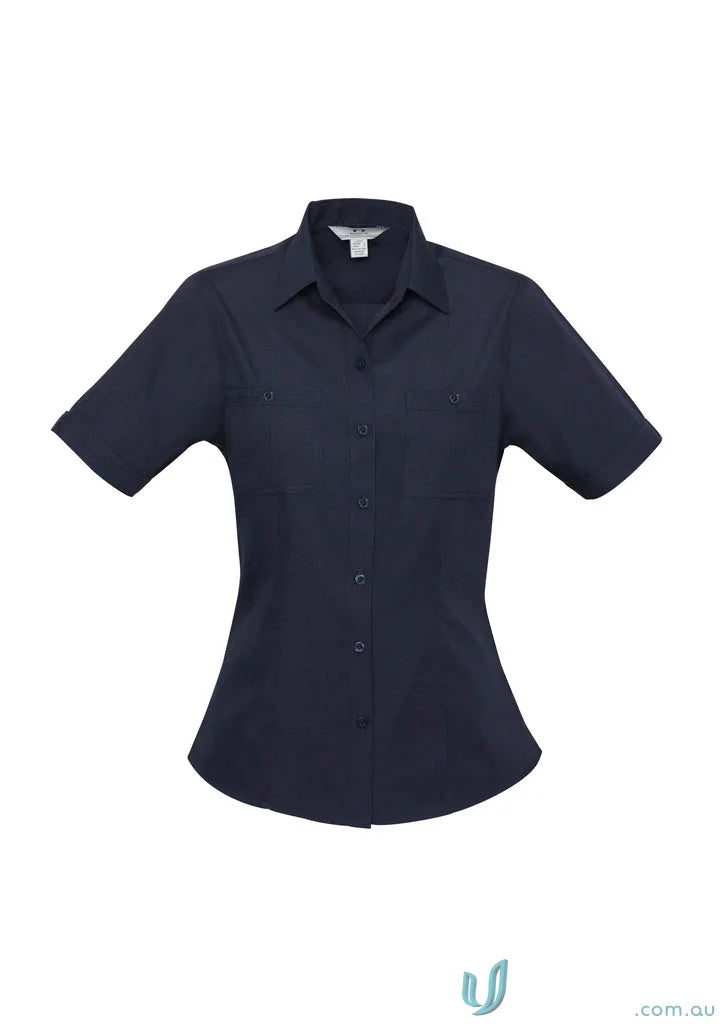Navy blue Ladies Bondi SS Shirt from Biz Collection Ladies, perfect for womens Bondi short style