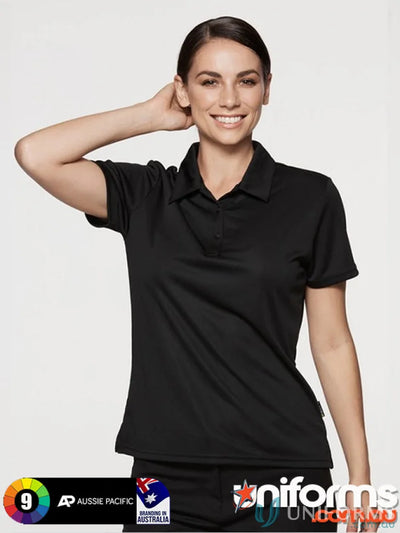 Aussie Pacific 2307 Ladies Botany Polo in Black