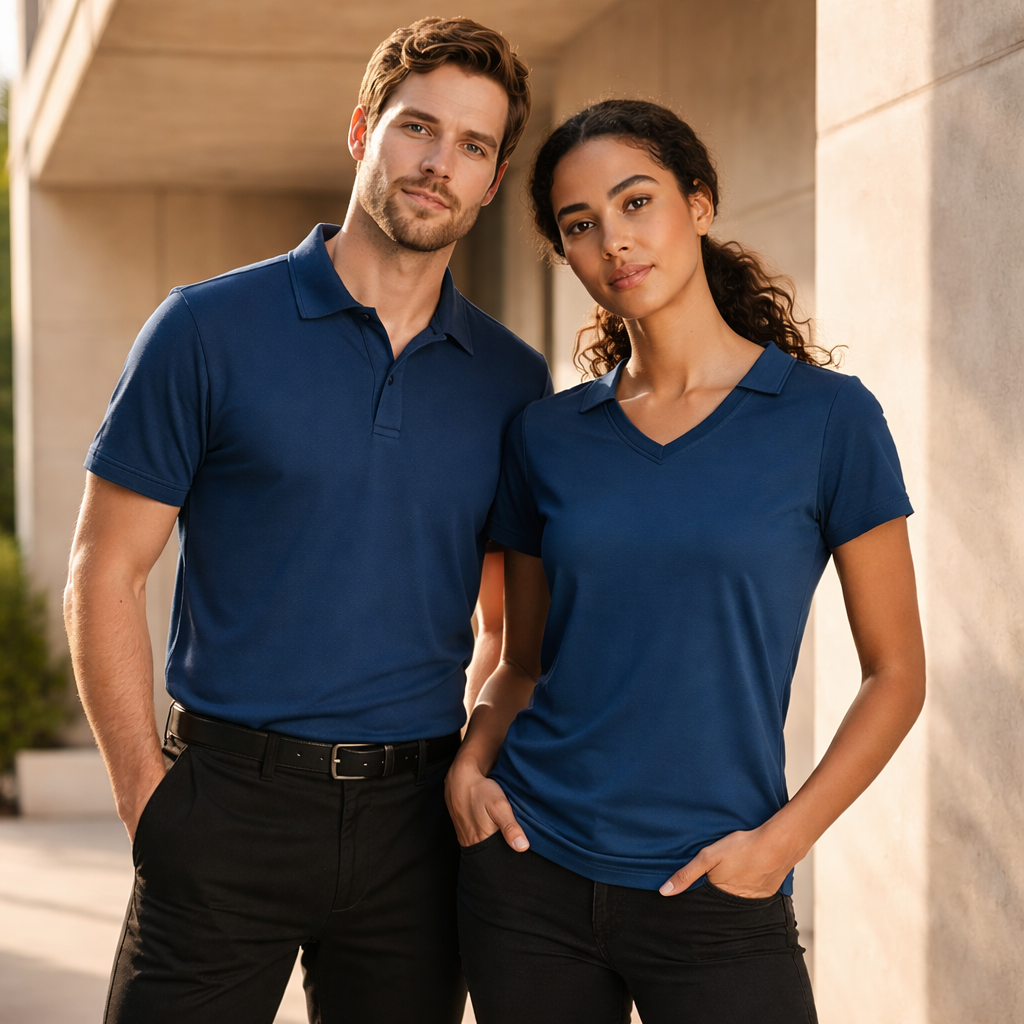 Ladies Byron Polo navy blue short sleeve polo for women