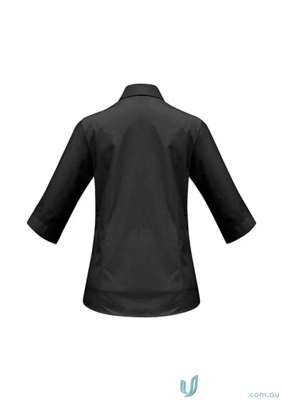 Black three-quarter sleeve work shirt cotton poplin from Biz Collection Ladies for uniform wear