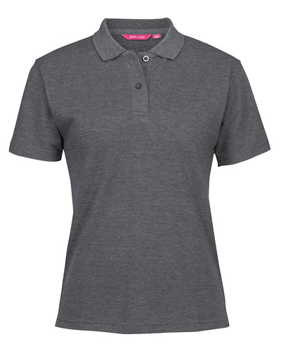 Jbs ladies dark 210 polo with gray heathered fabric, knitted collar, UPF protection