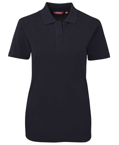 Jbs ladies dark 210 polo: black womens shirt with knitted collar, UPF protection