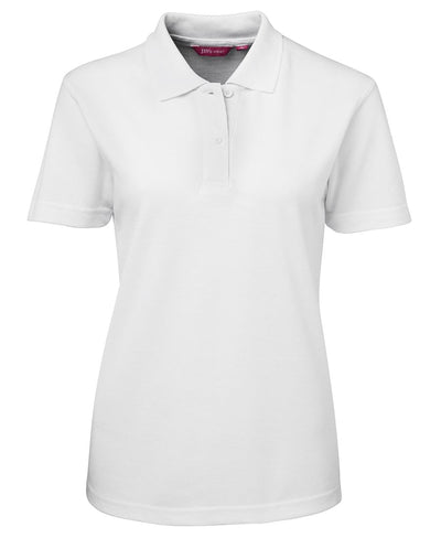 Jbs ladies dark 210 polo: white womens shirt with knitted collar, UPF protection