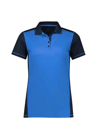 Ladies Dart Polo in blue and navy with honeycomb knit fabric from Biz Collection Ladies