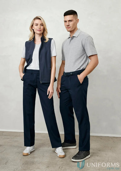 Two people in professional attire wearing Ladies Detroit Flexi Band Pant from business collection ladies