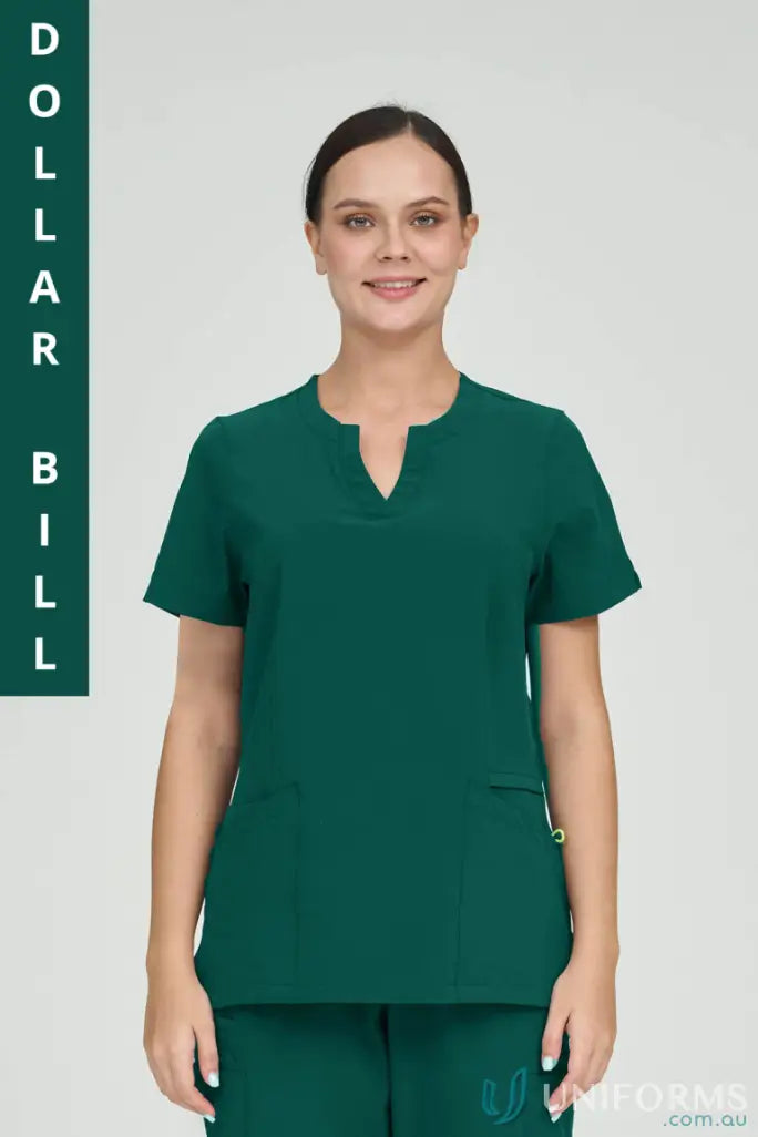 Green ladies Ellen scrub top perfect for suit hospital nurses and aged care staff