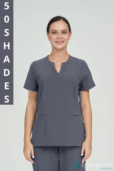 Ladies Ellen Gray Scrub Top perfect for suit hospital nurses and aged care staff