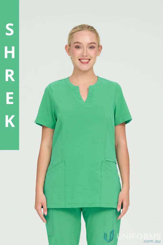 Ladies Ellen green scrub suit top from City Collection Nurses with princess seams